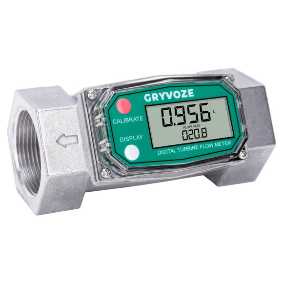 Medidor de flujo de turbina GRYVOZE, pantalla LCD NPT 40-280 LPM de 1,5 pulgadas