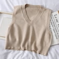 thumbnail image 1 of Pulls Décontractés pour Femmes Col en V Sans Manches Couleur Unie Chandail Ample, 1 of 5