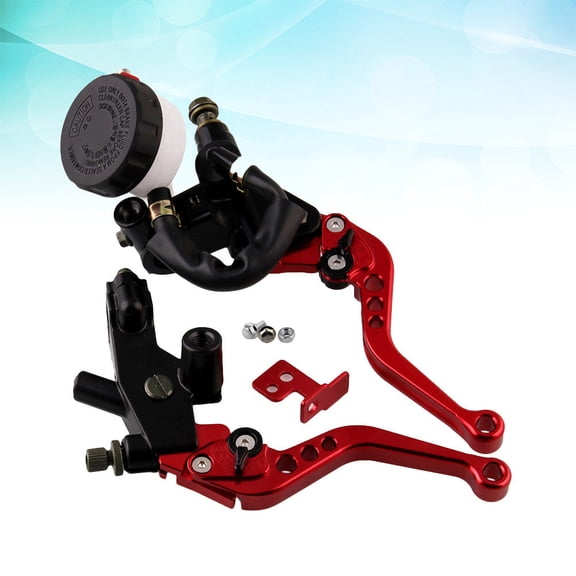 Worgeous Front Brake Clutch Master Cylinder Lever for Motorbike with Adjustable Levers and Fluid Reservoir 7/8 Inch 22mm Red Aluminum Alloy
