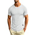 thumbnail image 3 of Plus Size Big & Tall Men's Cotton Stripe Casual Short Sleeve Tee T-Shirt Crewneck Overlap Henley Soft Breathable Moisture Wicking Summer Daily Workout Gym Streetwear Fashion, 3 of 8