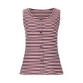 thumbnail image 4 of Shiyifun Womens Blouses Casual Striped Ribbed Knit Sleeveless Crew Neck Tank Top with Button Closure Trendy Versatile Tops for Women, Size S-XXL, 4 of 8