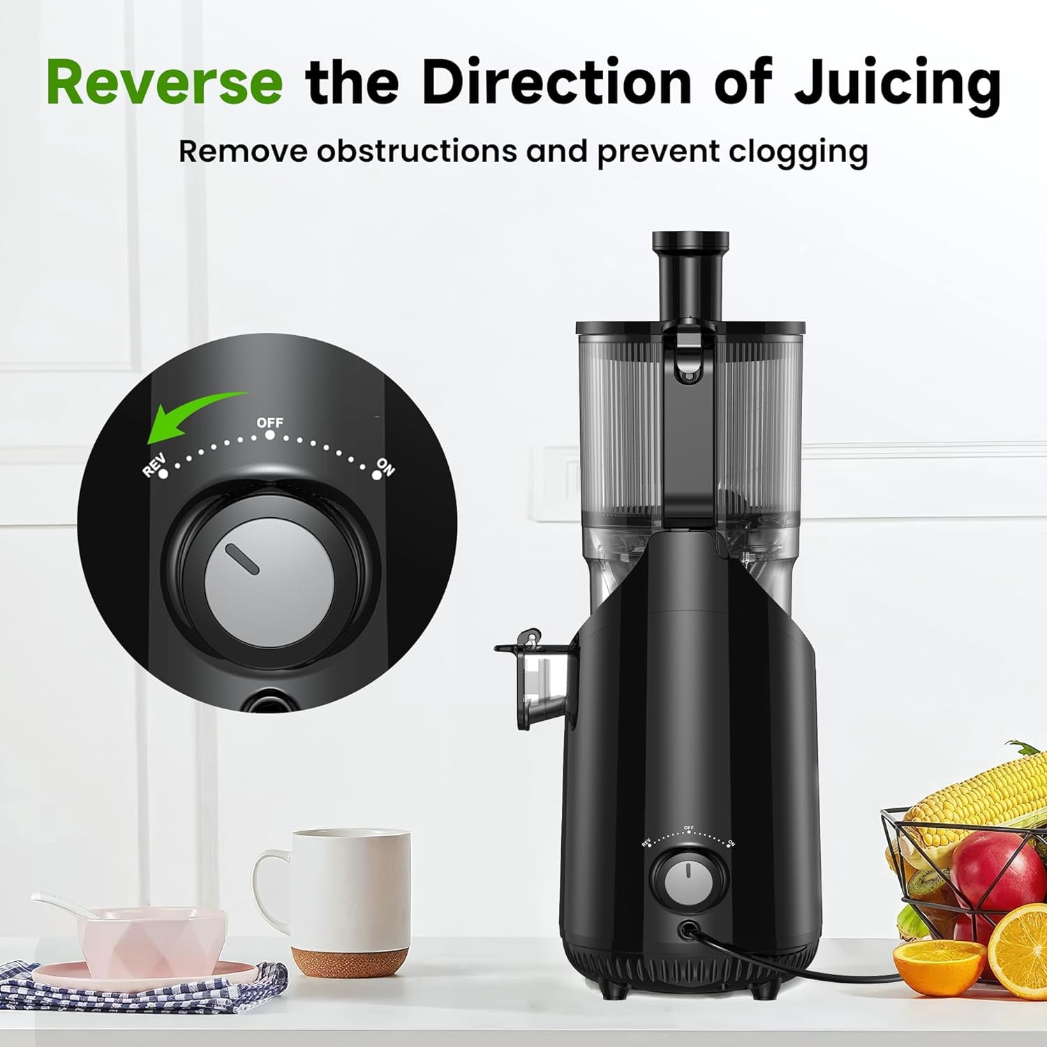 Cold Press Juicer, Amumu Slow Masticating Machines With 5.3" Extra Large Feed