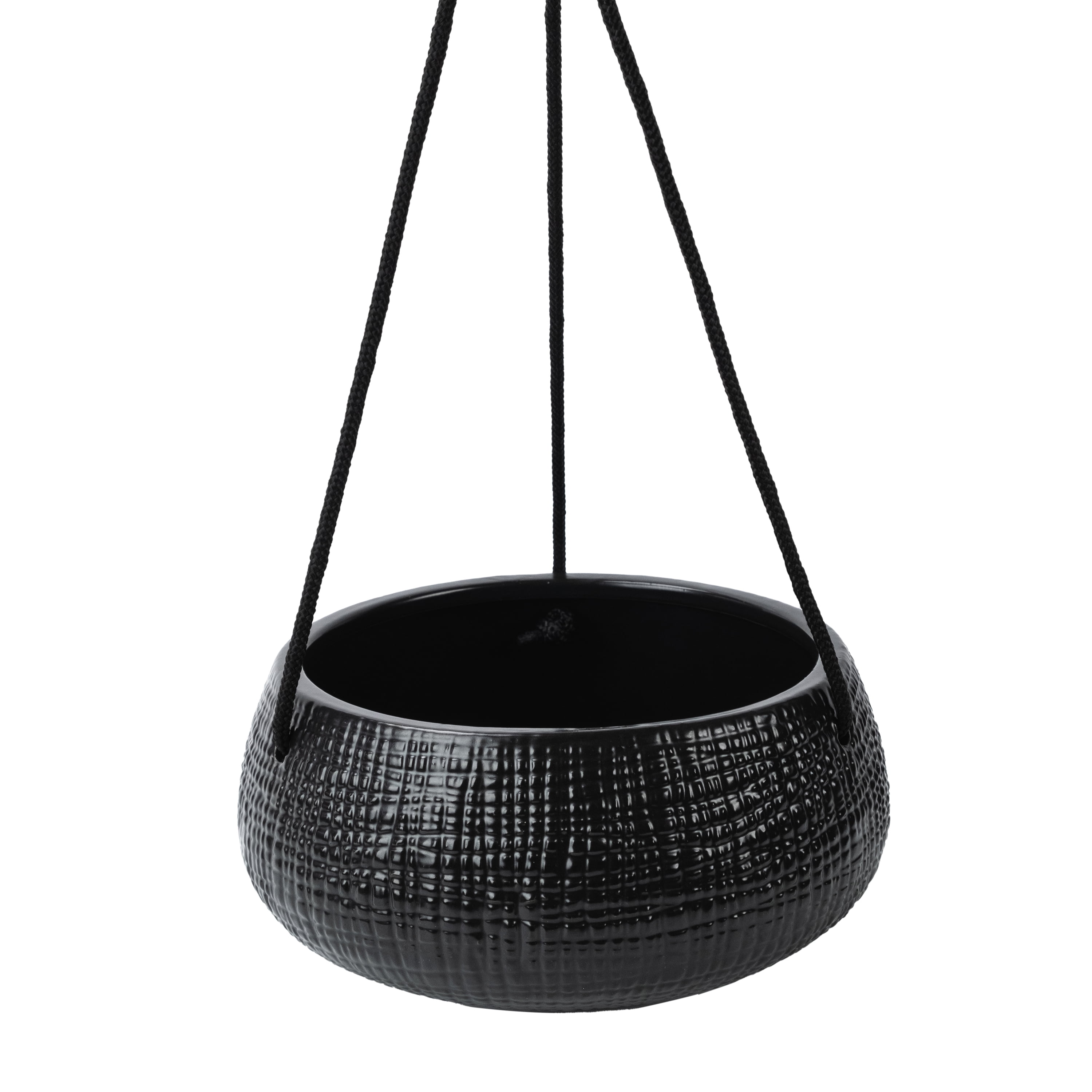 Better Homes & Gardens 8in Black Ceramic Tiffany Hanging Planter