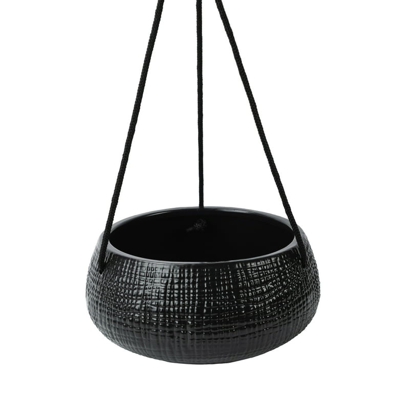 Better Homes & Gardens 8in Black Ceramic Tiffany Hanging Planter