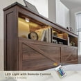 thumbnail image 6 of ACCOHOHO Farmhouse King Size Bed with 4 Drawers, Platform Storage Bed Frame with 52" Wooden Bookcase Headboard and LED Light，Brown, 6 of 6