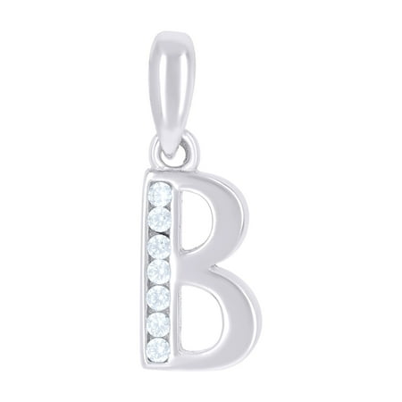 925 Sterling Silver Unisex Cubic-zirconia Initial Alphabet B Charm Pendant for Men Women