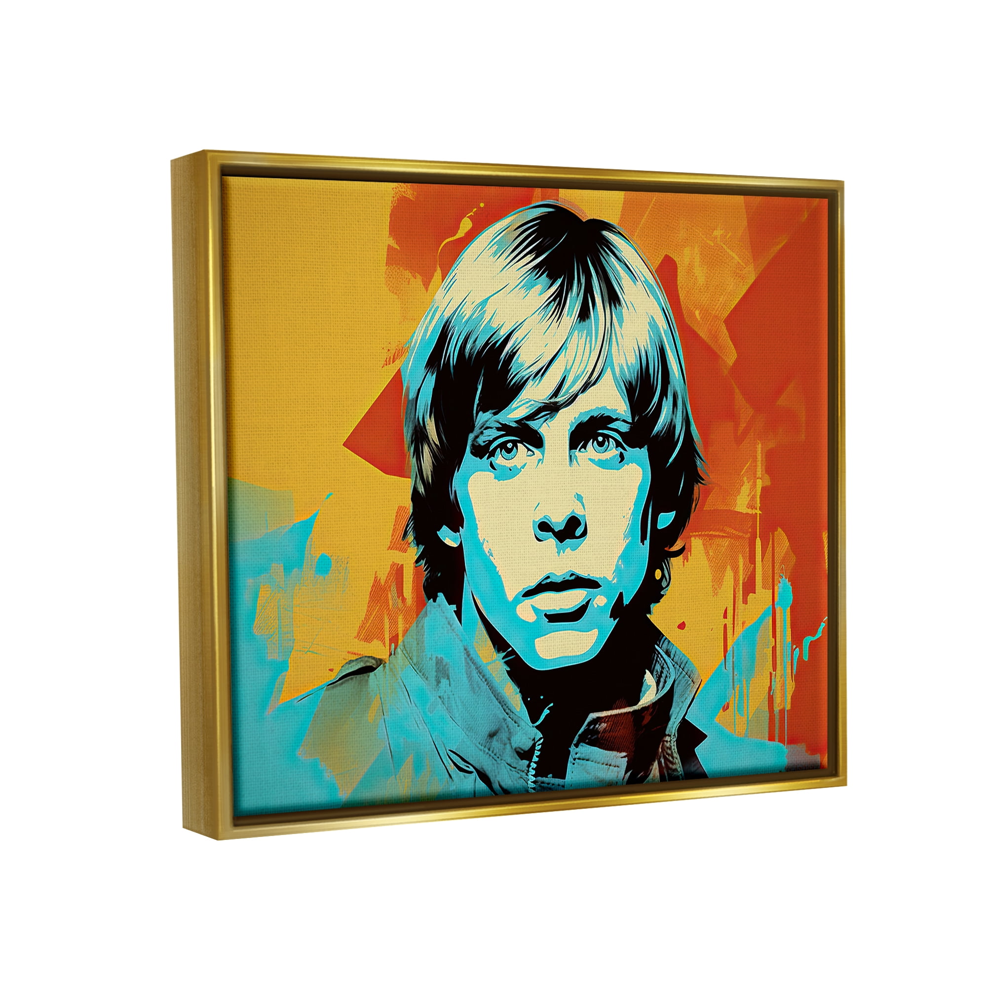 Stupell Industries Pop Style Luke Portrait Fairy Tales & Fantasy Painting Gold Floater Framed Canvas Art Print Wall Art, 21 x 17