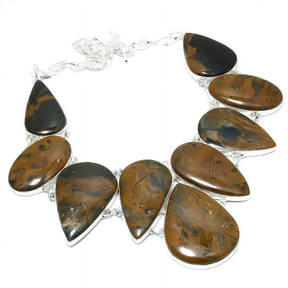 Petrified Wood Pear Shape Gemstone Handmade Fashion Necklace Jewelry 18" SA 1523