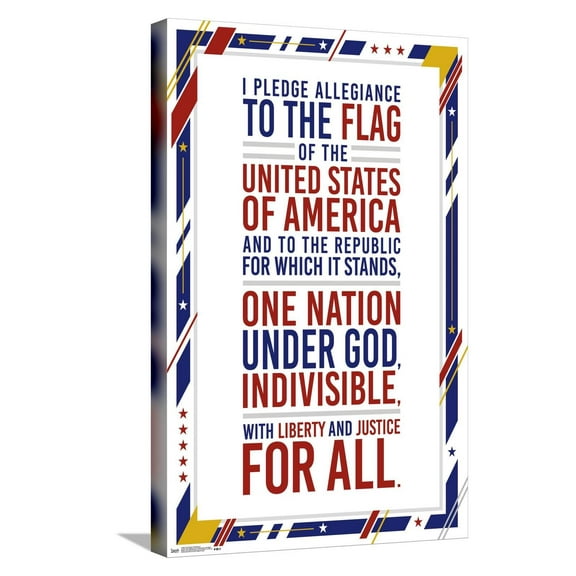 The United States Of America - Pledge Of Allegiance Canvas Wall Poster, 14.725" x 22.375"