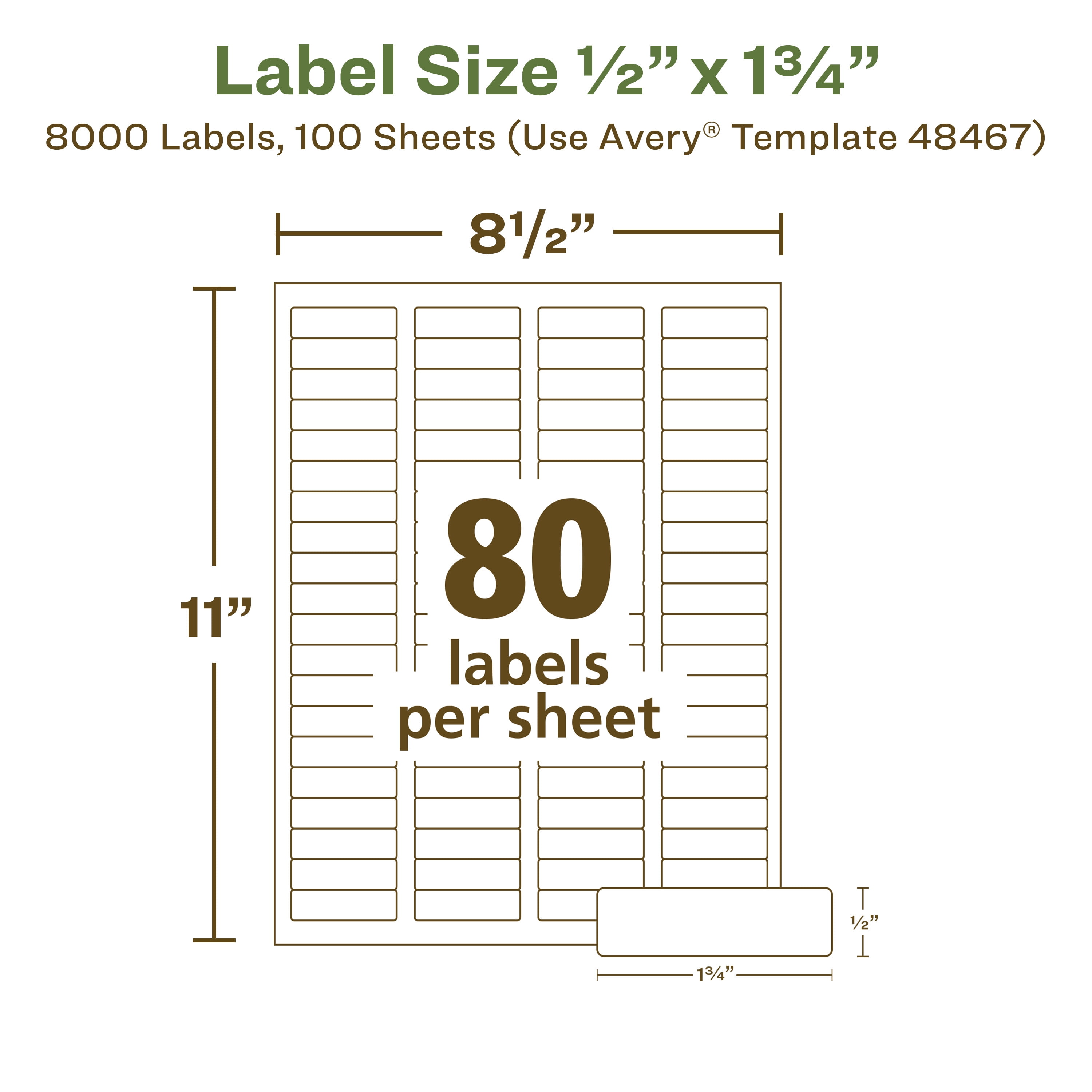 Avery EcoFriendly Address Labels, 1/2" x 1-3/4", 8,000ct (48467)