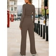 thumbnail image 5 of Women'S 2 Piece Sets Fall Outfits Long Sleeve Wide Leg Tracksuits Casual Lounge Set Matching Sets Coffee Brown XS, 5 of 7