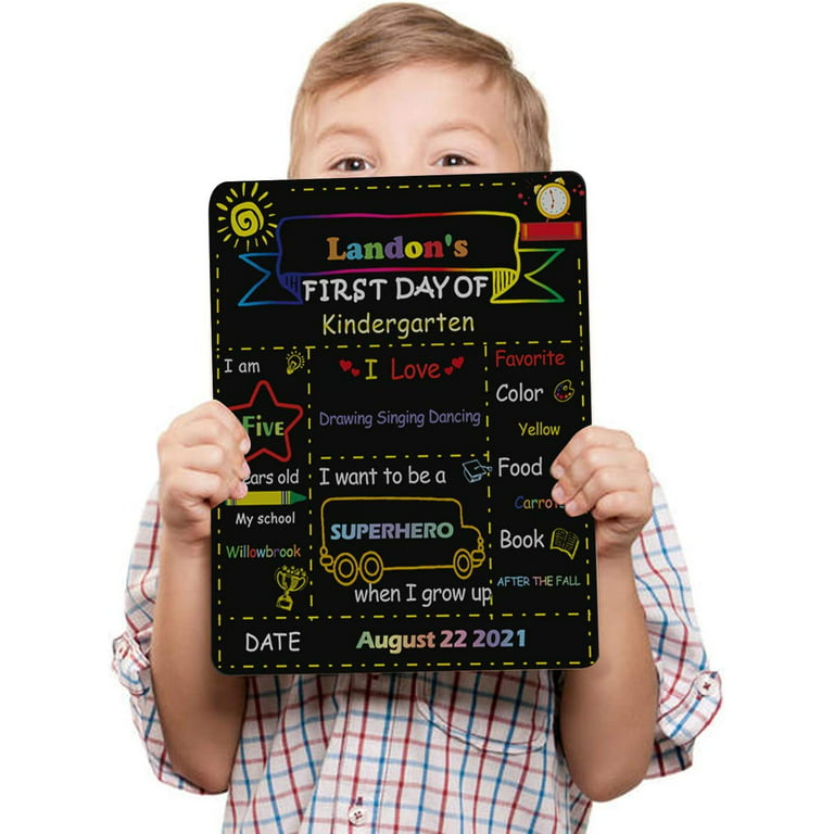 First and Last Day of School Board - 12” X 10” Double-Sided - My First &  Last Day of School Sign Erasable Chalkboard - 1st Day School Signs for Kids  Back to