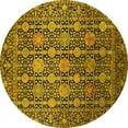 thumbnail image 1 of Ahgly Company Machine Washable Indoor Round Oriental Yellow Industrial Area Rugs, 7' Round, 1 of 4