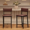 thumbnail image 3 of Set of 2 PU Leather Counter Height Bar Stools with Ergonomic Backrest & Footrest – Heavy-Duty 400lbs Metal Frame – Padded Seat – Modern Armless Design, Easy to Clean for Kitchen Island, Dining, 3 of 8