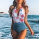 thumbnail image 1 of WILLBEST Traje de Baño de Dos Piezas para Mujer, Traje de Baño de Cintura Alta con Lazo En La Espalda, Monokini Cruzado En La Parte delantera, Traje de Baño de 1 Pieza, 1 of 6