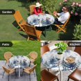 thumbnail image 4 of Blue Christmas Round Tablecloth for 45-54 Inch Tables,Fitted Table Cover with Elastic Edge,Snowman Eucalyptus Leaves Snowflake Wooden Waterproof Outdoor Table Cloth Protector for Patio Garden Dinner, 4 of 9