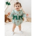thumbnail image 6 of BemeyourBBs Baby Girls Striped Romper Long Sleeve Bubble Jumpsuit with Headband, 6 of 8