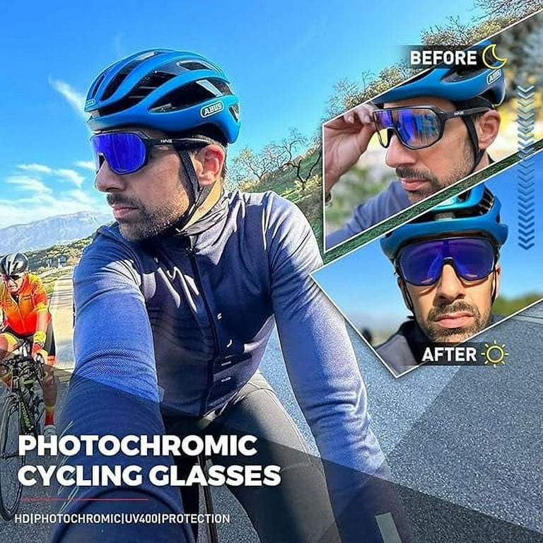 KAPVOE Photochromic Cycling Sunglasses for Men Women Mountain Bike