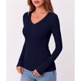 thumbnail image 6 of Zeagoo Long Sleeve Shirts for Women V Neck Top Ribbed Knit Fitted Basic Tee Going Out Tops Casual Fall Trendy, 6 of 6