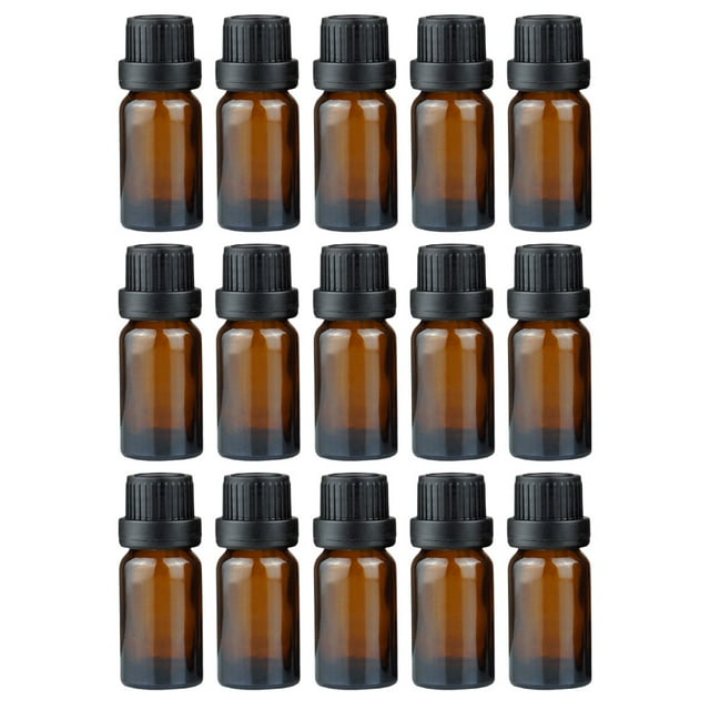 MasteelfCA 20pcs 20ml Essentials Oil Bottle Amber Glass Bottles Refillable Sample Container