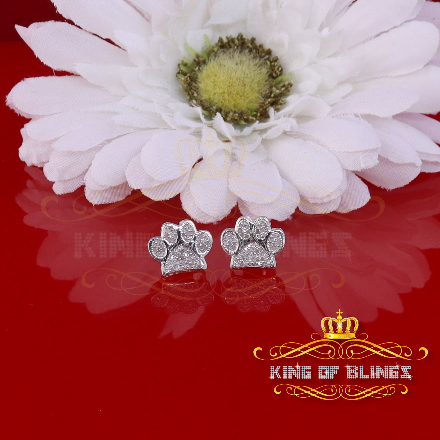 King of Bling's 925 White 0.25ct Diamond Hip Hop Men's & Women's Stud Earring Sterling Silver