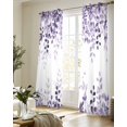 thumbnail image 5 of Purple Sheer Curtains 84 Inch Length 2 Panels Set for Living Room/Bedroom, Eucalyptus Leaves Kitchen Curtains with Grommet Semi-Sheer Curtains Drapes Voile Window Treatments 42"x84"x2, 5 of 7