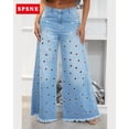 thumbnail image 2 of Pantalones palazzo con ojales para mujer, elásticos de Vaqueros cintura alta, informales, Vintage, cómodos, a la moda, Y2K, 2024, 2 of 4