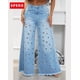 thumbnail image 2 of Pantalones palazzo con ojales para mujer, elásticos de Vaqueros cintura alta, informales, Vintage, cómodos, a la moda, Y2K, 2024, 2 of 4