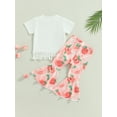 thumbnail image 4 of GXFC Toddler Baby Girls Summer Flare Pants Outfits Kids Girls Short SleevTassel Hem T-shirt Tops+Baseball Print Bell Bottom Pants Set Casual Clothes 2Pcs 1-5T, 4 of 9
