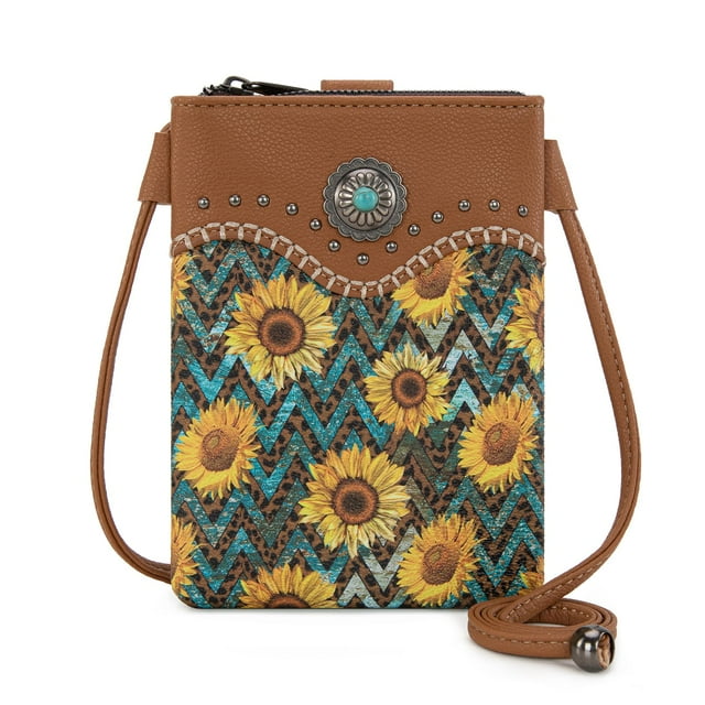Bolso de mano Montana West PH02-597BR con forma de girasol con forma de bandolera, 17 x 4 x 19 cm