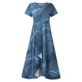thumbnail image 4 of QJUHUNG Robe Midi Formelle pour Femmes Soirée Été Col en V Manches Courtes T-Shirt Soirée Invité de Mariage Style Asymétrique B-8 Cocktail Gris_i L, 4 of 5