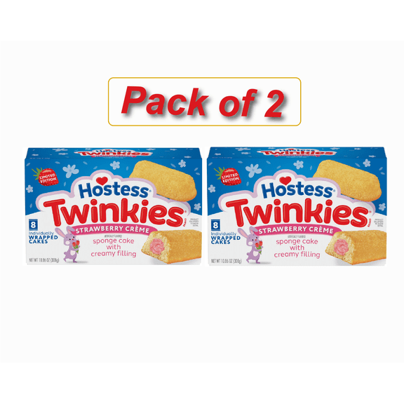 Hostess Twinkies, Golden Sponge Cakes Strawberry Creme Filling (Pack of 2)