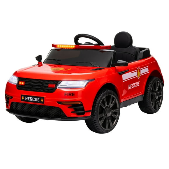 CoSoTower 12V Kids Electric Fire Truck w/ Remote Control, Spring Suspension, Transport Wheel, Siren, Music, Light, Horn, Red