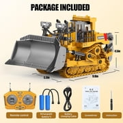 Remote Control Bulldozer Toy, 9-Channel RC Construction Vehicle with 2.4GHz Remote, Lights & Sound Effects, Realistic Engineering Truck Gift for Kids Ages 6+