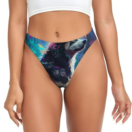 Lafuoo Colorful Plant Wolf Pattern Women s Seamless Thong  Low Rise Underwear Panties Women s Clothing-X-Large