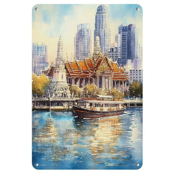 Vintage Victorian Carriage & White Architecture Iron Wall Art, 8x12 inches - Perfect for Home, Bedroom, and Living Room Decor, Perfect for Room Decor