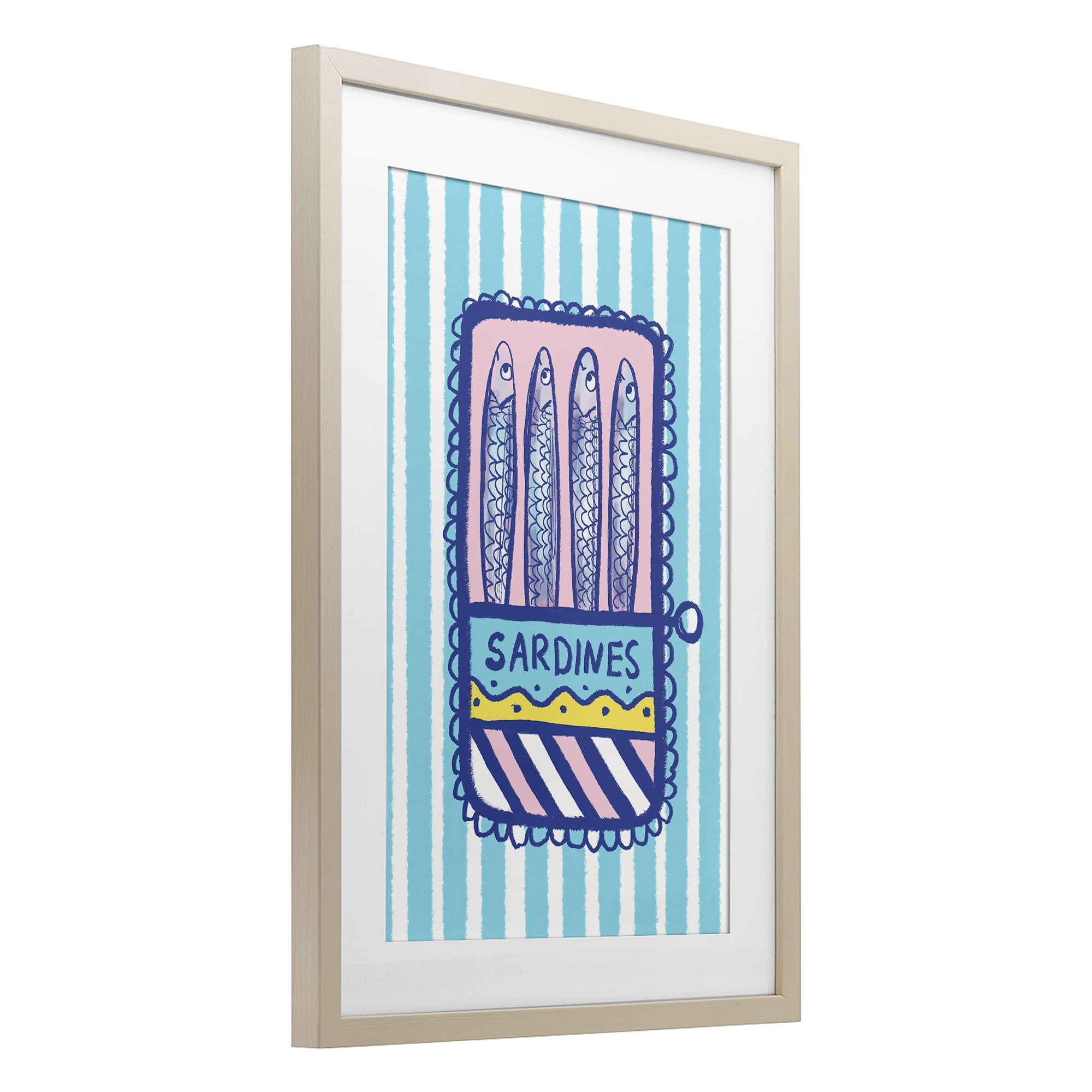 Stupell Industries Pastel & Stripes Sardines Birch Framed Print Under Glass, design by Florentina Dolci