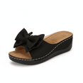 thumbnail image 2 of Willtoo Wedge Platform Sandals for Women Summer Dress Low Heels Cute Bow Open Toe Slides Sandals Soft Comfortable Slip On Beach Vacation Slippers Shoes Black US-7.5（EU-39）, 2 of 5