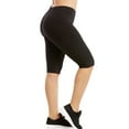 thumbnail image 4 of Women's Knee Length Cotton 21 Inch Outseam Shorts W/High Waistband Activewear/Leggings, Black-XL, 1 Pack, 4 of 4
