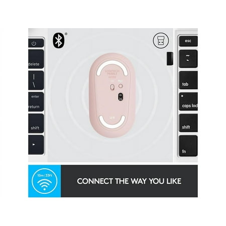 Logitech - Pebble M350 Wireless Optical Ambidextrous Mouse with Silent Click - Rose