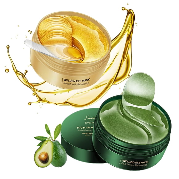 XMXueMei Avocado Golden Under Eye Mask Cuidado de la piel 60 pares Set Hidratantes no grasos debajo de los ojos Parches para mujeres y hombres Tamaño de viaje Refrescante de larga duración Cuidado de
