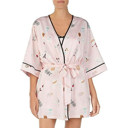 Kate Spade New York Paris Printed Short Robe in Pink Print, Medium