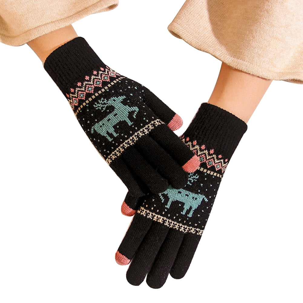 snow deer mittens