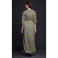 thumbnail image 2 of Bimba Rayon Gingham Check Printed Gown Kimono Sleeves Summer Long Maxi SlitÂ&nbsp;Dress-Large, 2 of 6