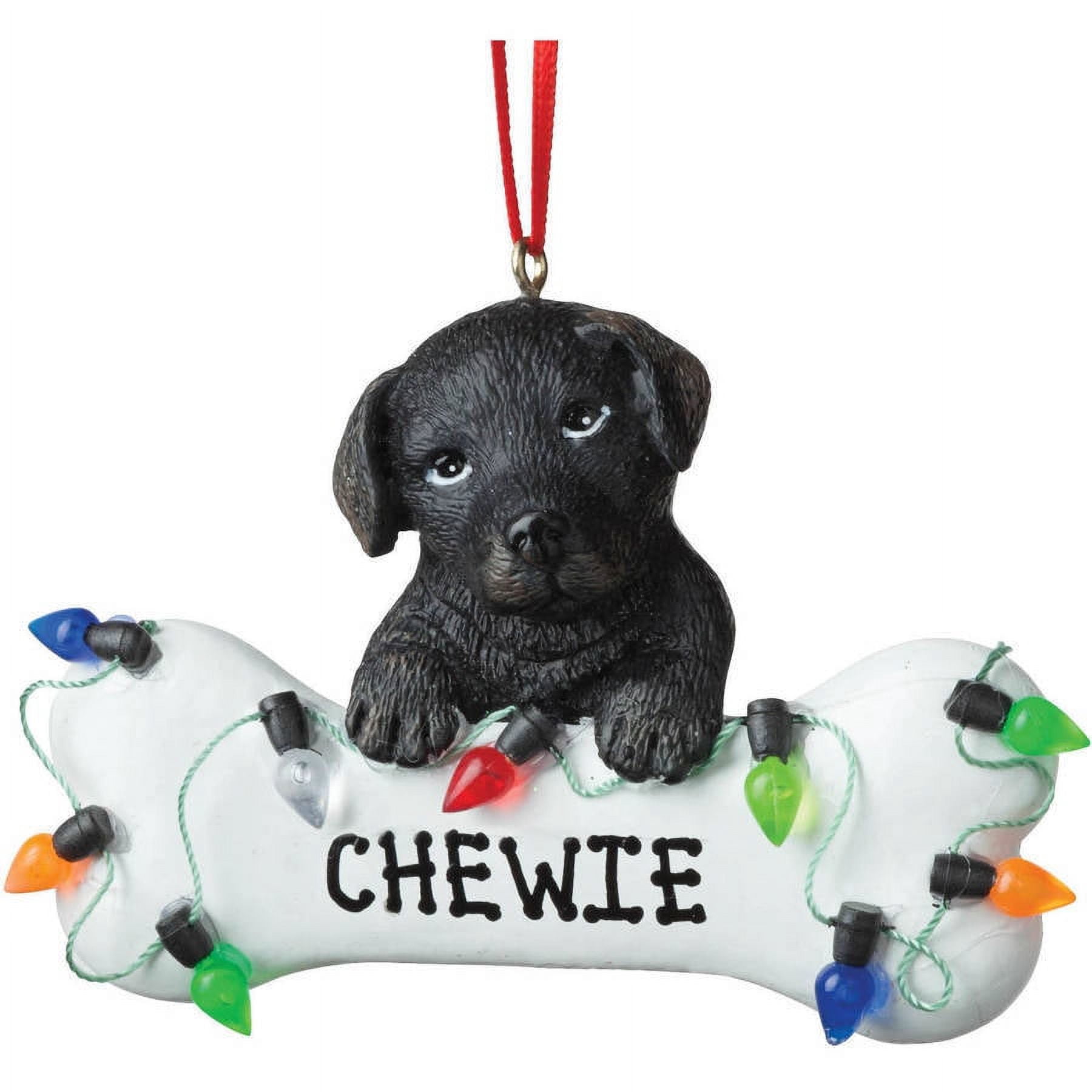 Personalized Christmas Ornament - Dog Black Lab Dog Bone