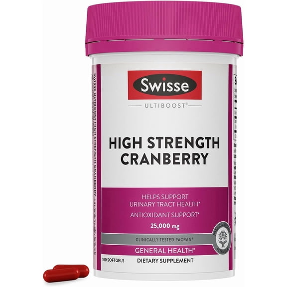 Swisse High Strength Cranberry Dietary Supplement, to Support Urinary Tract Health, 100 Softgels