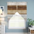 thumbnail image 6 of Wood Grain Swag Valances for Windows 2 Pack Brown Gray White Striped Farm Country Style Swag Kitchen Curtains 45 Inches Long Rod Pocket Short Window Treatment for Kitchen Bathroom 36"x45", 6 of 9