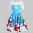 thumbnail image 2 of Moda mujer Feliz Navidad Vintage Santa Claus estampado encaje vestido de fiesta de noche Fridja  qw504, 2 of 5