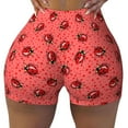 thumbnail image 2 of Daiia Ladybugs On Red Polka Dot Pattern Women's Workout Shorts Biker Shorts - High Waisted Workout Spandex Tummy Control Gym Running Yoga Shorts-Large, 2 of 8