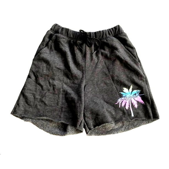 Victoria's Secret Pink DAD Shorts Glitter Palm Tree Tropical Shorts Dark Gray Size Medium NWT